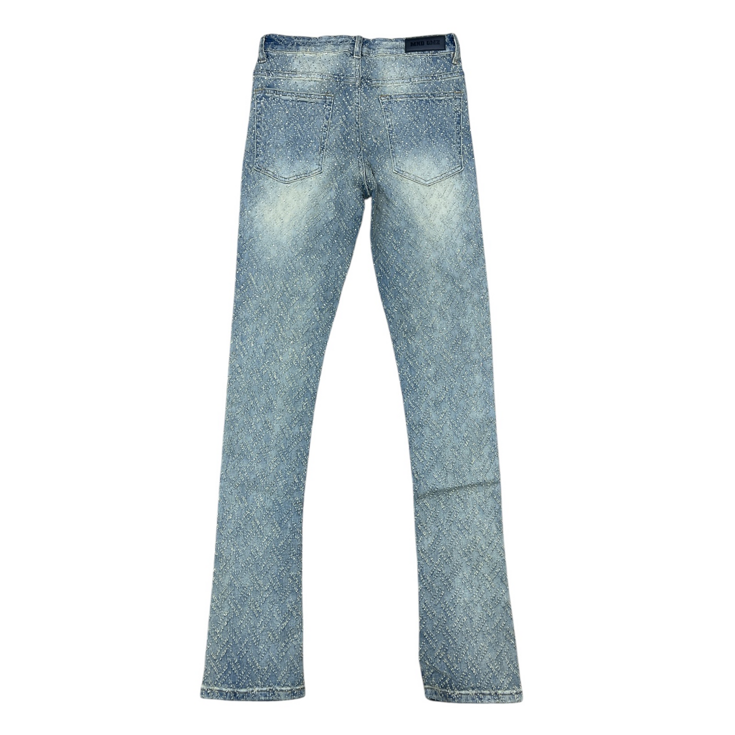 Mind Games Blinged Out Stacked Jeans -vintage wash