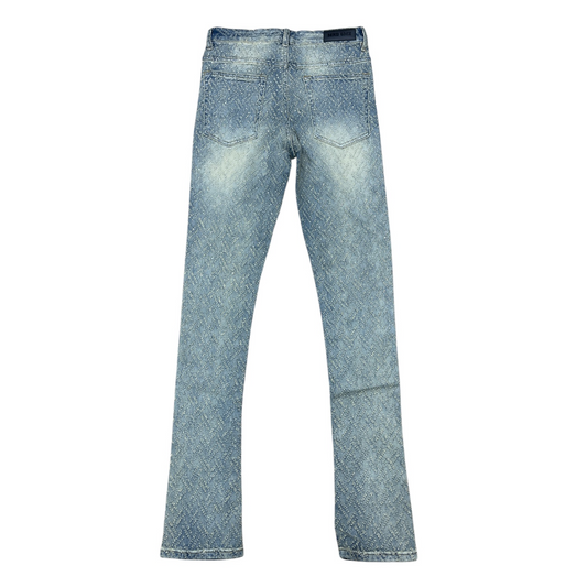 Mind Games Blinged Out Stacked Jeans -vintage wash