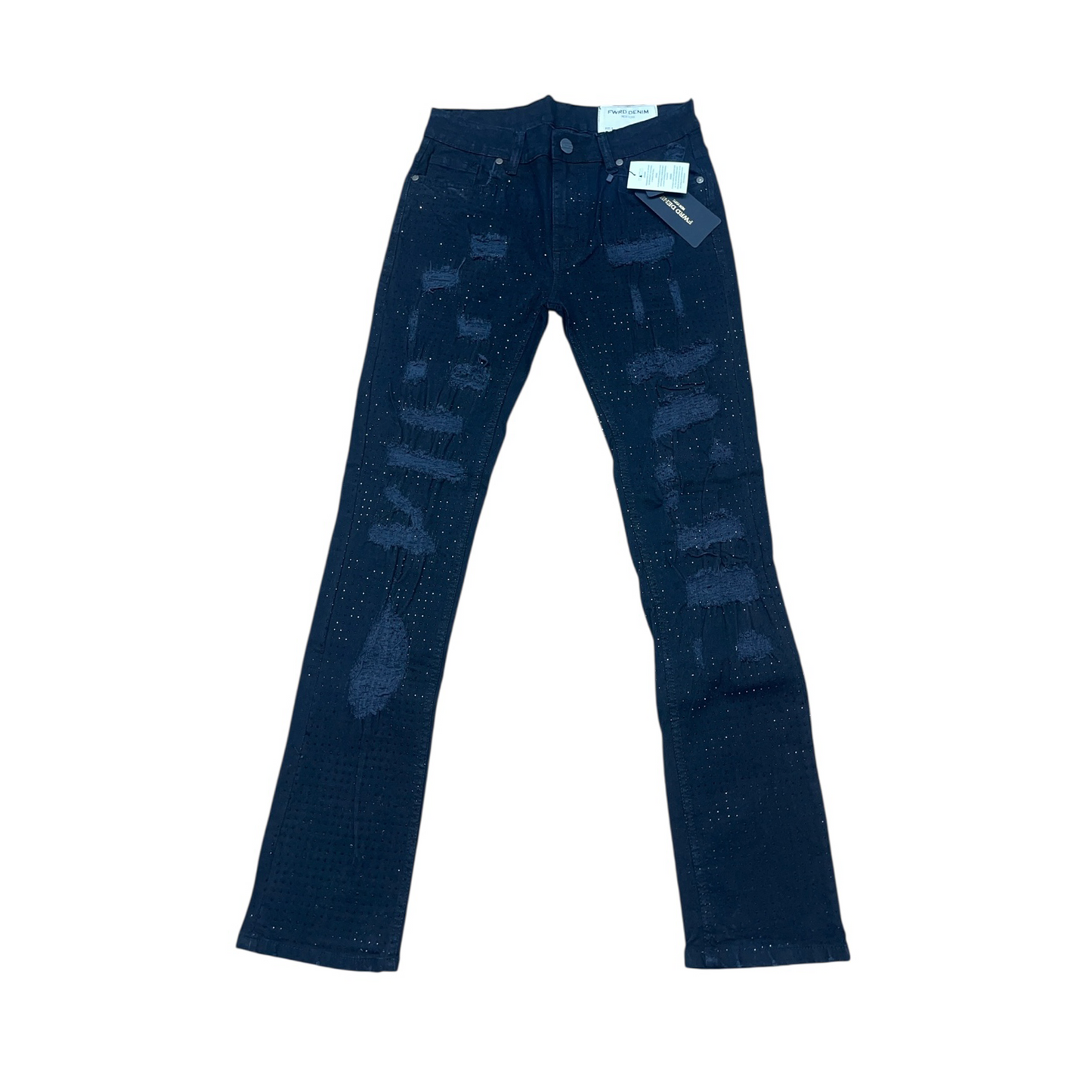 FWRD black rhinestone jeans