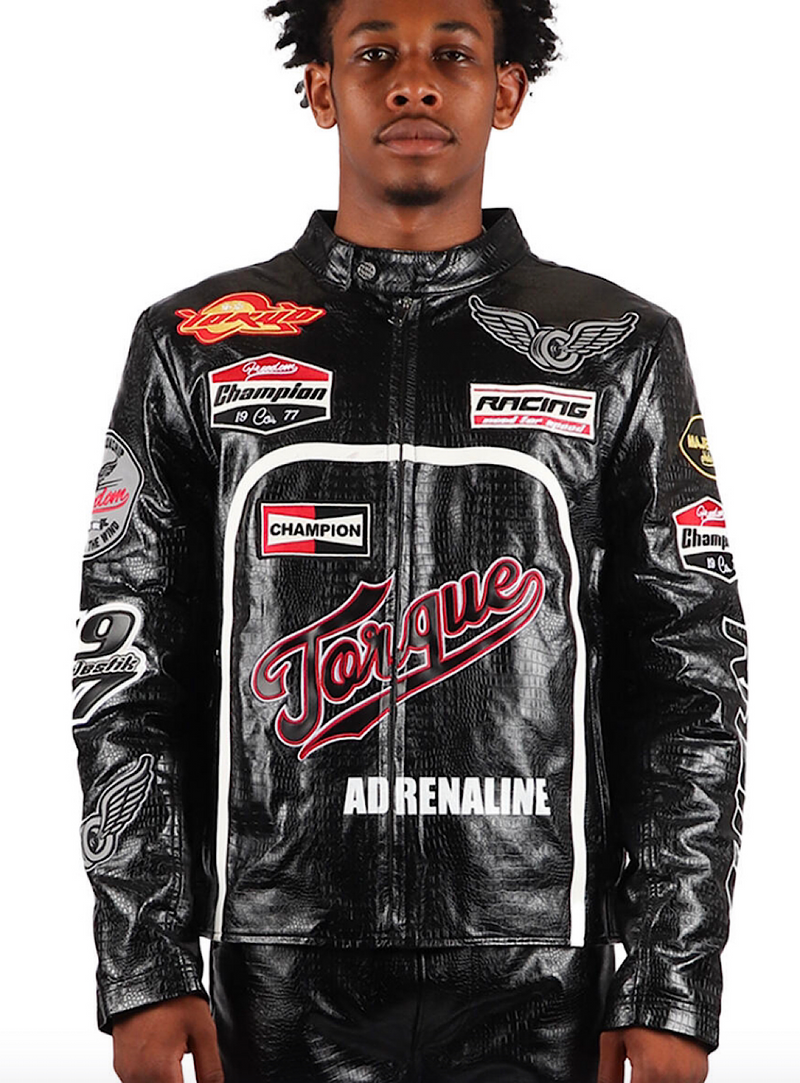 Majestik Jacket - Leather Moto Racing - Black Snake