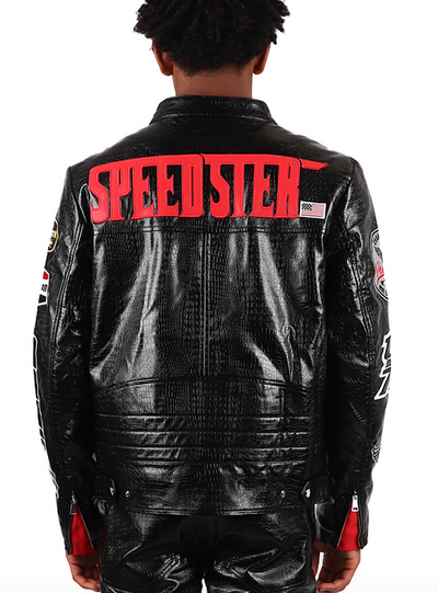 Majestik Jacket - Leather Moto Racing - Black Snake