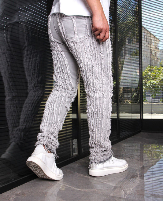 Grey Vertical Stacked Jeans