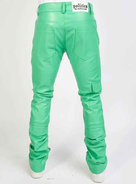 MURPHY Politics Jeans Leather Stacked GREEN