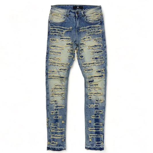 FOCUS DENIM (BLUE INDIGO SKINNY SHREDDED JEAN)