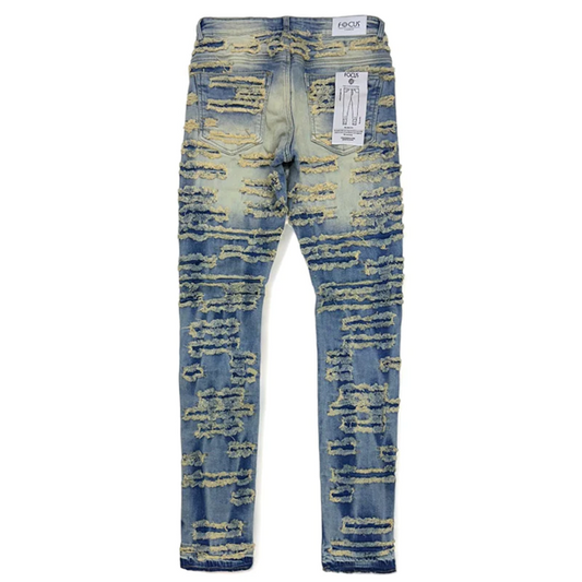 FOCUS DENIM (BLUE INDIGO SKINNY SHREDDED JEAN)