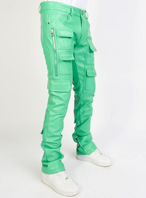 MURPHY Politics Jeans Leather Stacked GREEN
