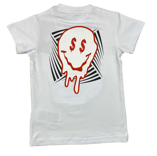 ALL HUSTLE KIDS TEE (WHITE AND RED )