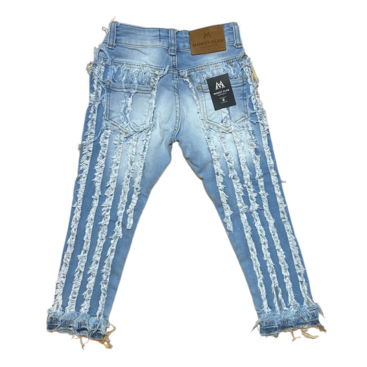LK Vertical Distressed Jeans ( light blue)