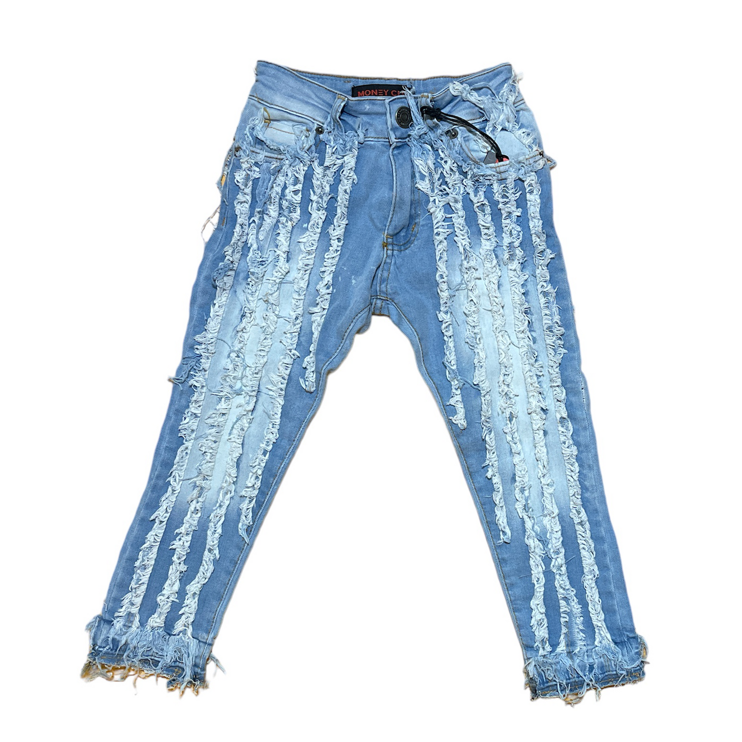 LK Vertical Distressed Jeans ( light blue)