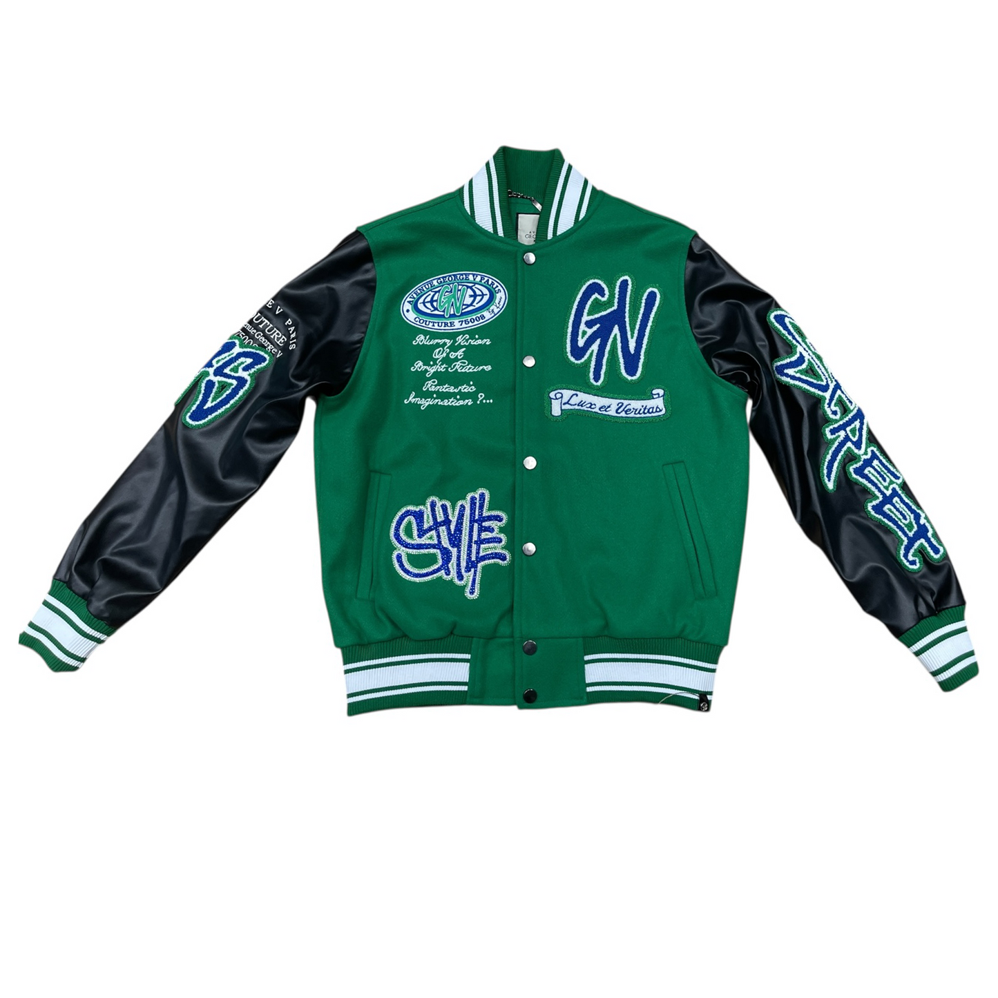 George V Jacket - Bright Future Varsity - Green And Black