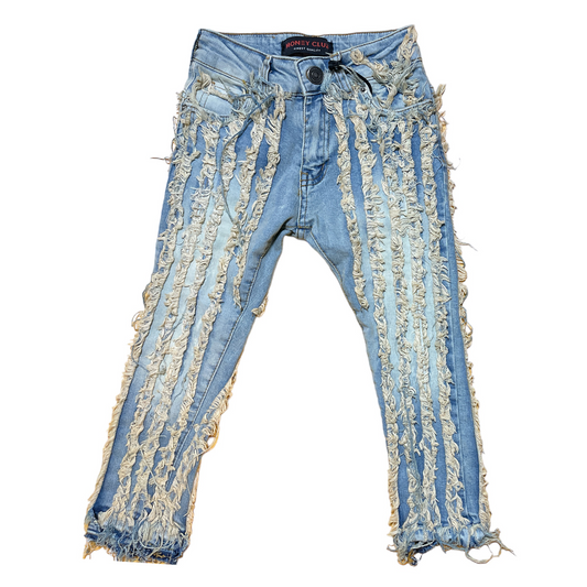 LK Vertical Distressed Jeans (  cream /blue)