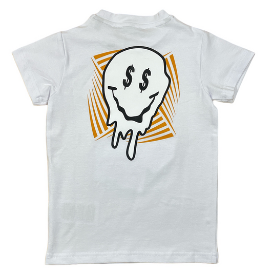 ALL HUSTLE KIDS TEE (WHITE AND ORANGE )